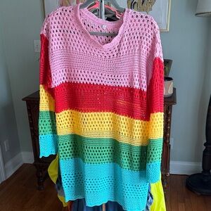 Colorful Crochet Knit Cover up
